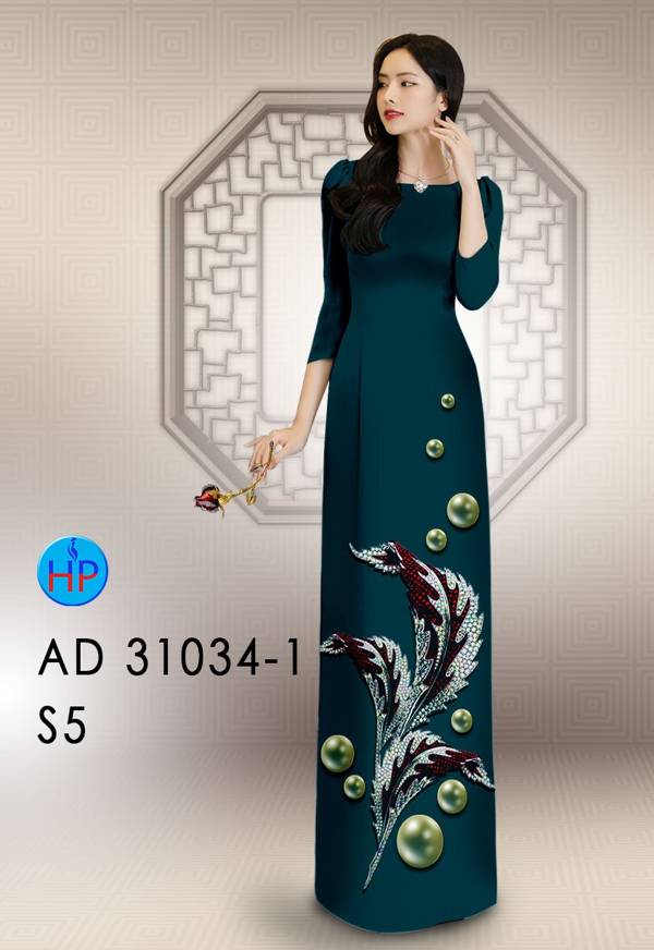 Vải Áo Dài Hoa In 3D AD 31034 48